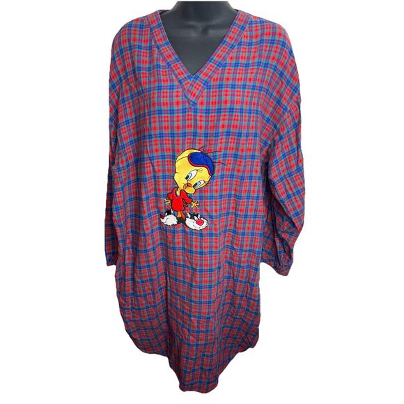 Warner Bros. Other - Vintage Warner Bros Looney Tunes Tweety Bird Flannel Nightgown Pajama S/M